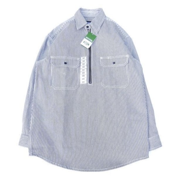 画像1: KEY (キー) Long Sleeve Zip Front Logger Shirt ヒッコリーストライプ