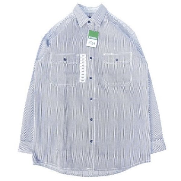 画像1: KEY (キー) Long Sleeve Button Front Logger Shirt ヒッコリーストライプ