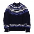 画像1: GUERNSEY WOOLLENS (ガンジーウーレンズ) ICELANDIC CREW NECK PULL OVER ネイビー (1)