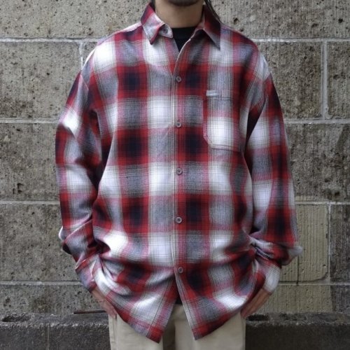 他の写真1: CalTop (キャルトップ) OMBRE CHECK L/S SHIRTS レッド/ホワイト