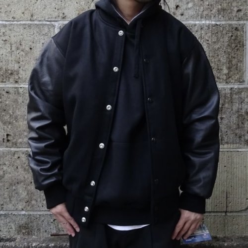 他の写真1: GAME SPORTSWEAR (ゲームスポーツウェア) Varsity Wool Leather Jacket ブラック×ブラック