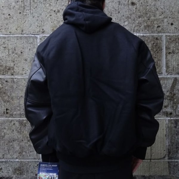 画像6: GAME SPORTSWEAR (ゲームスポーツウェア) Varsity Wool Leather Jacket ブラック×ブラック