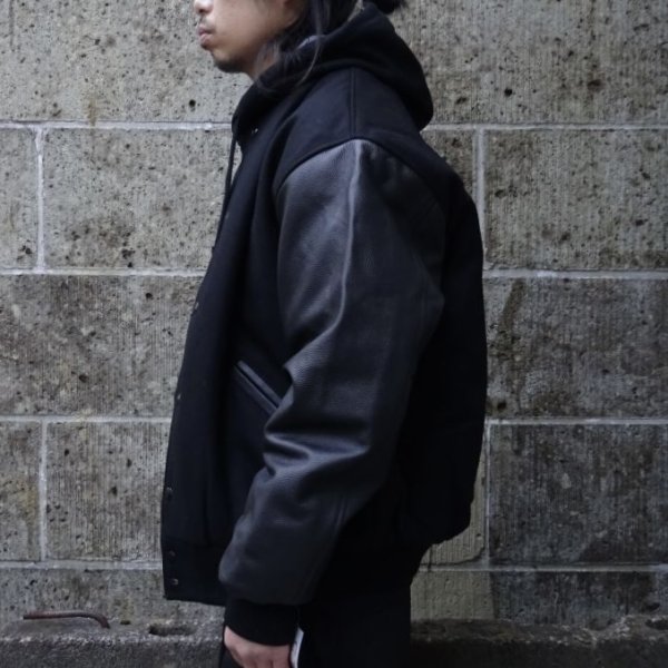 画像5: GAME SPORTSWEAR (ゲームスポーツウェア) Varsity Wool Leather Jacket ブラック×ブラック