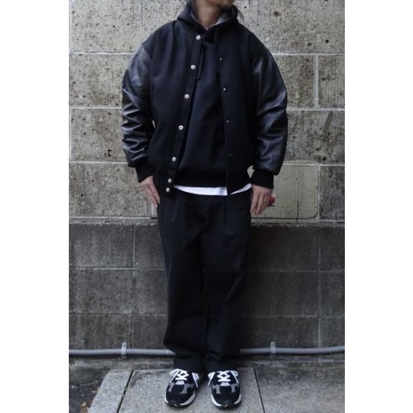 画像7: GAME SPORTSWEAR (ゲームスポーツウェア) Varsity Wool Leather Jacket ブラック×ブラック