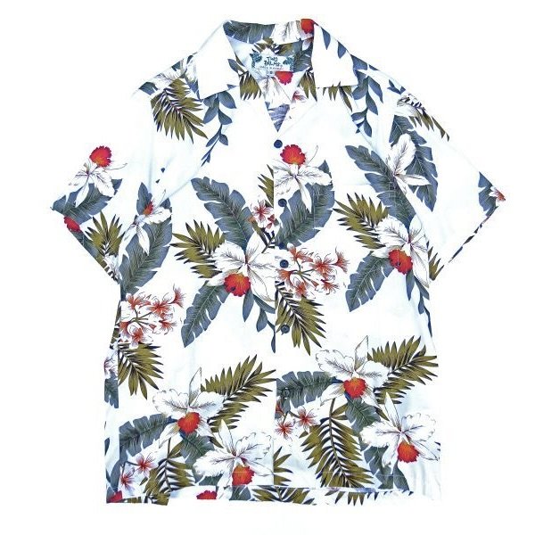 画像1: TWO PALMS (トゥーパームス) S/S Hawaiian Shirt HAWAIIAN ORCHID ホワイト