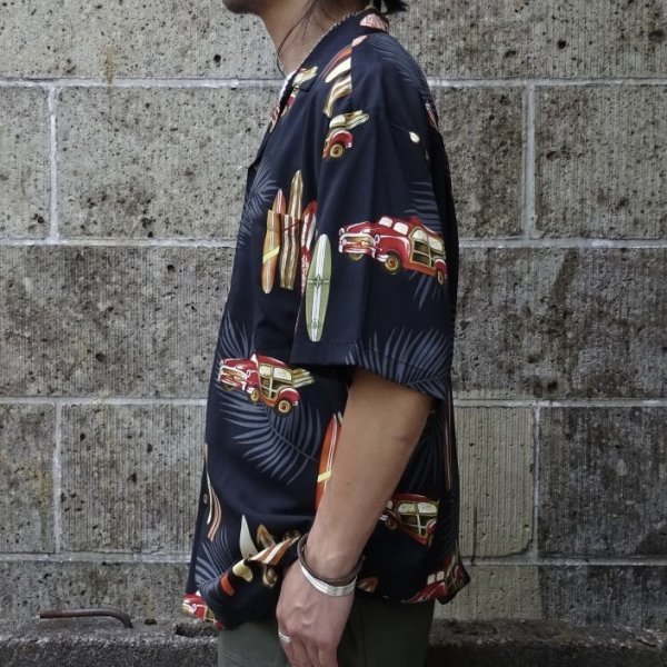 画像5: TWO PALMS (トゥーパームス) S/S Hawaiian Shirt / Rayon WOODY ブラック