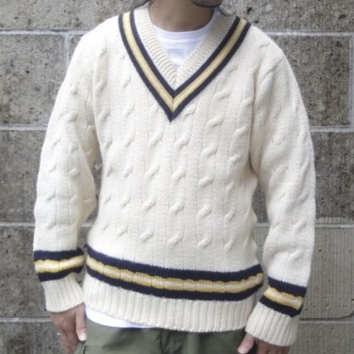 他の写真1: DULYN KNITWEAR (デュリンニットウェア) CRIKET P/O SWEATER アラン/ ネイビー/ ゴールド