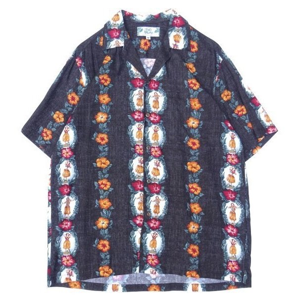 画像1: TWO PALMS (トゥーパームス) S/S Hawaiian Shirt Hula Dolls ブラック