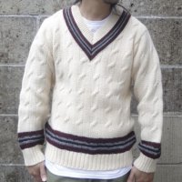 DULYN KNITWEAR (デュリンニットウェア) CRIKET P/O SWEATER アラン/バーガンディー/グレー