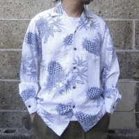 TWO PALMS (トゥーパームス) L/S Hawaiian collar shirt / Rayon PINEAPPLE MAP ホワイト