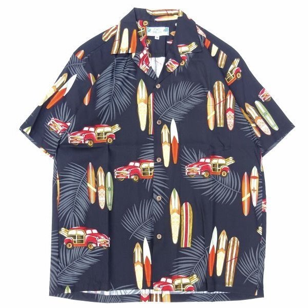 画像1: TWO PALMS (トゥーパームス) S/S Hawaiian Shirt / Rayon WOODY ブラック