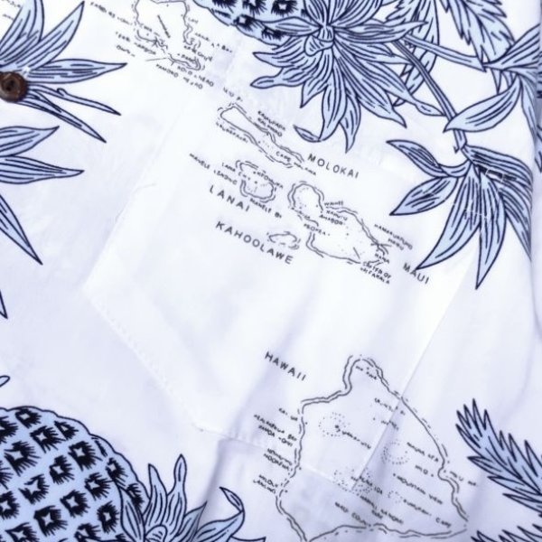画像4: TWO PALMS (トゥーパームス) L/S Hawaiian collar shirt / Rayon PINEAPPLE MAP ホワイト