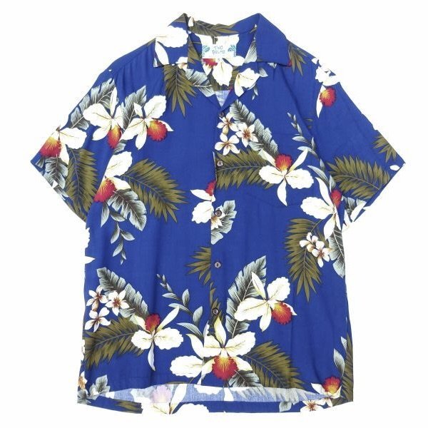 画像1: TWO PALMS (トゥーパームス) S/S Hawaiian Shirt HAWAIIAN ORCHID ネイビー