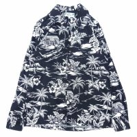 TWO PALMS (トゥーパームス) L/S Hawaiian collar shirt / Cotton LOVE SHACK ブラック