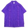 画像1: MY CUBAN STORE (マイキューバンストア) S/S GUAYABERA SHIRT パープル (1)