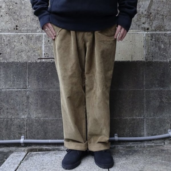 画像1: RICCARDO METHA (リカルドメッサ) 1TUCK WIDE PANTS CORDUROY カーキ