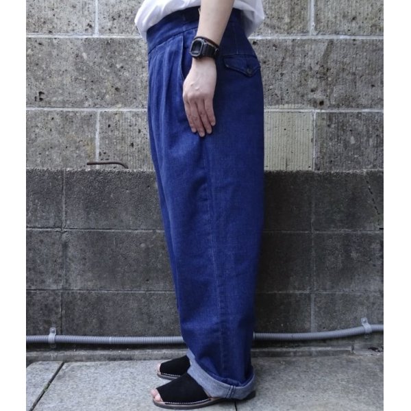 画像2: RICCARDO METHA (リカルドメッサ) 2TUCK BELTLESS TROUSERS デニム ウォッシュ