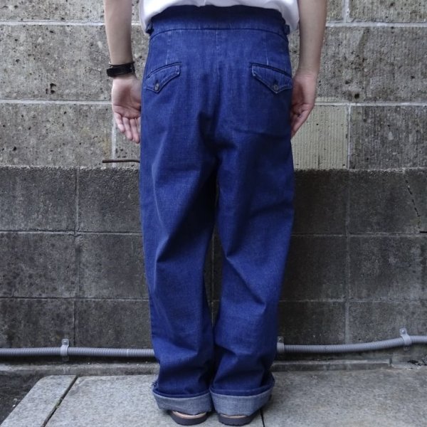 画像9: RICCARDO METHA (リカルドメッサ) 2TUCK BELTLESS TROUSERS デニム ウォッシュ