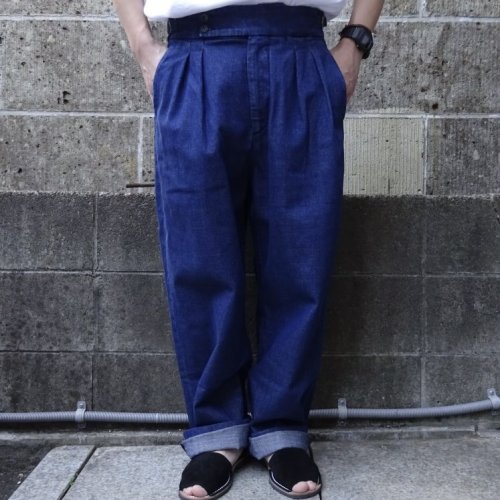 他の写真1: RICCARDO METHA (リカルドメッサ) 2TUCK BELTLESS TROUSERS デニム ウォッシュ