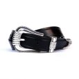 画像1: TORY LEATHER (トリーレザー) 1inch Silver Buckle Set Belt ブラック / ニッケル (1)