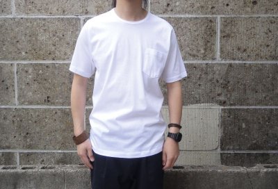 画像1: gicipi (ジチピ) CREW NECK POCKET T-Shirt ホワイト