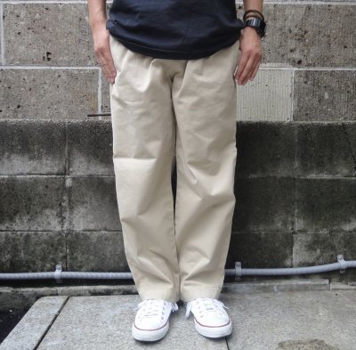 画像1: RICCARDO METHA (リカルドメッサ) ONE TUCK WIDE TROUSERS TWILL ベージュ (カーキ)