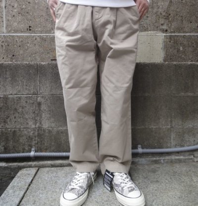 画像1: RICCARDO METHA (リカルドメッサ) 1TUCK WIDE TROUSERS DRAGON TWILL ベージュ