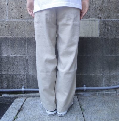 画像3: RICCARDO METHA (リカルドメッサ) ONE TUCK WIDE TROUSERS COTTON LINEN ベージュ