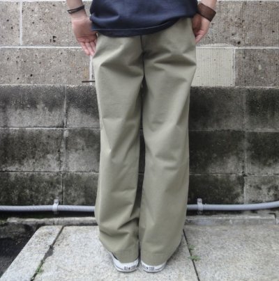 画像3: RICCARDO METHA (リカルドメッサ) 1TUCK WIDE TROUSERS TWILL オリーブ