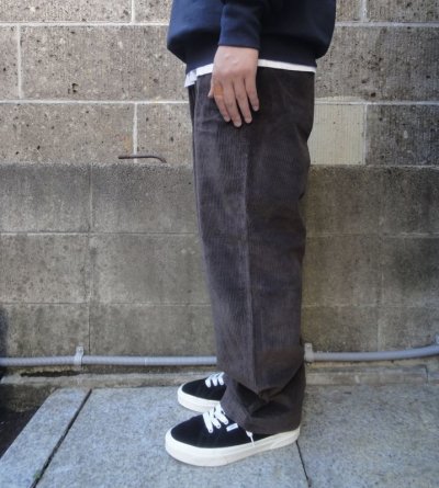 画像2: RICCARDO METHA (リカルドメッサ) 1TUCK WIDE TROUSERS CORDUROY マロン