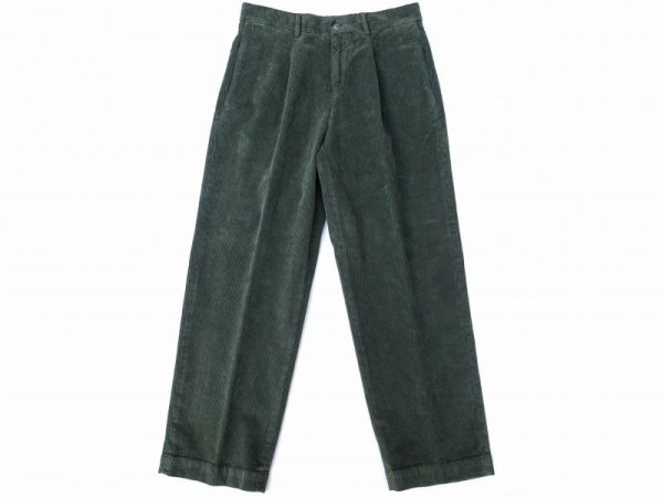 画像1: RICCARDO METHA (リカルドメッサ) 1TUCK WIDE PANTS CORDUROY オリーブ (1)