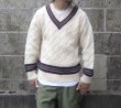 画像4: DULYN KNITWEAR (デュリンニットウェア) CRIKET P/O SWEATER アラン/バーガンディー/グレー (4)