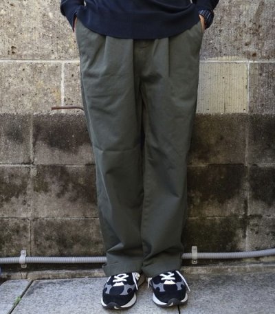 画像1: RICCARDO METHA (リカルドメッサ) 1TUCK WIDE TROUSERS オリーブ