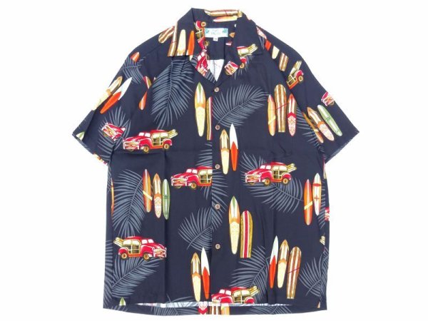 画像1: TWO PALMS (トゥーパームス) S/S Hawaiian Shirt / Rayon WOODY ブラック (1)