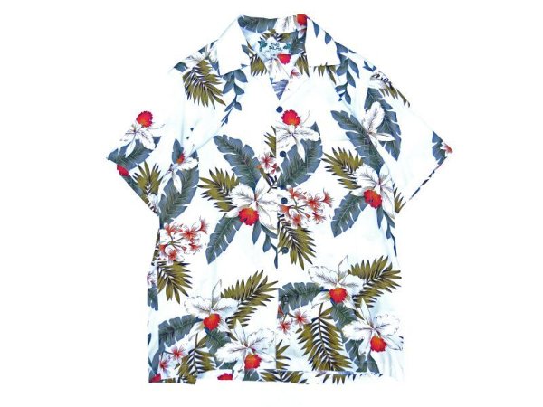 画像1: TWO PALMS (トゥーパームス) S/S Hawaiian Shirt HAWAIIAN ORCHID ホワイト (1)