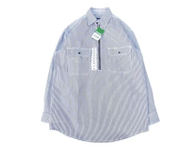 画像1: KEY (キー) Long Sleeve Zip Front Logger Shirt ヒッコリーストライプ