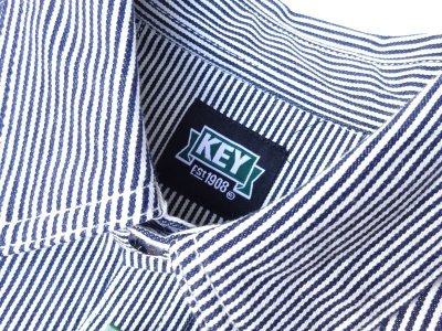 画像3: KEY (キー) Long Sleeve Button Front Logger Shirt ヒッコリーストライプ