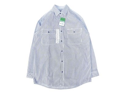 画像1: KEY (キー) Long Sleeve Button Front Logger Shirt ヒッコリーストライプ