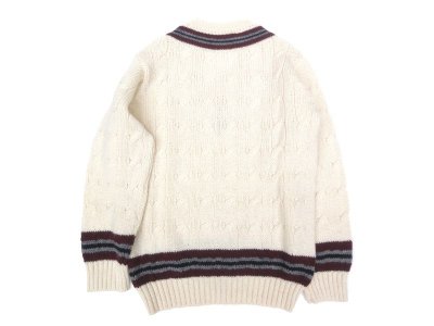 画像2: DULYN KNITWEAR (デュリンニットウェア) CRIKET P/O SWEATER アラン/バーガンディー/グレー