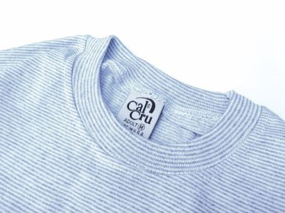 画像3: CalCru (カルクルー) 5.5oz Adult 1/16 microstripe T-shirt アッシュ/ホワイト