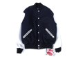 画像1: GAME SPORTSWEAR (ゲームスポーツウェア) Varsity Wool Leather Jacket ダークネイビー (1)