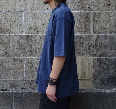 画像2: MIDA (ミダ) CREW NECK POCKET TEE S/S ネイビー