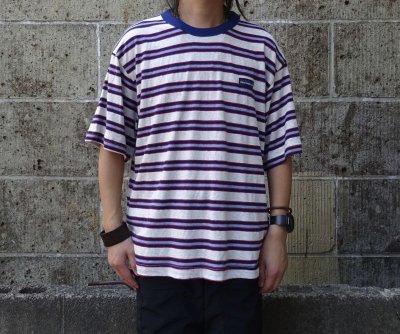 画像1: THOUSAND MILE (サウザンドマイル) SHORT SLEEVE MULTI BORDER T-SHIRT 白×赤×紺×青