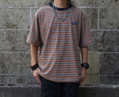 画像1: THOUSAND MILE (サウザンドマイル) SHORT SLEEVE MULTI BORDER T-SHIRT 茶×薄茶×紺