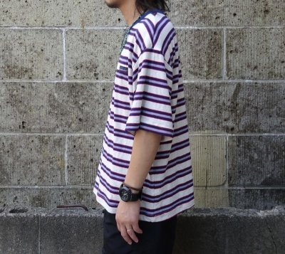 画像2: THOUSAND MILE (サウザンドマイル) SHORT SLEEVE MULTI BORDER T-SHIRT 白×赤×紺×青