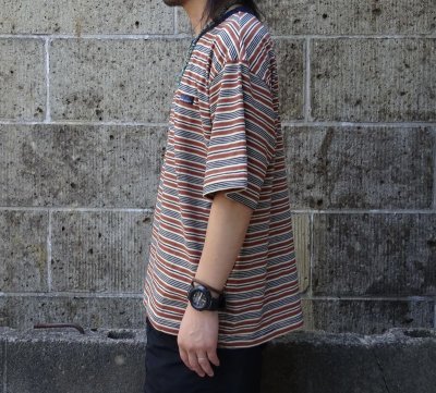 画像2: THOUSAND MILE (サウザンドマイル) SHORT SLEEVE MULTI BORDER T-SHIRT 茶×薄茶×紺