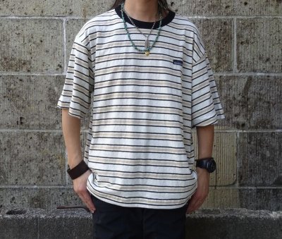 画像1: THOUSAND MILE (サウザンドマイル) SHORT SLEEVE MULTI BORDER T-SHIRT 白×黒×ベージュ