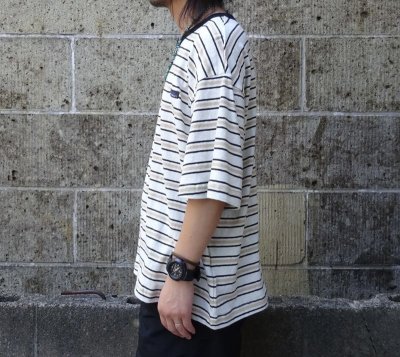 画像2: THOUSAND MILE (サウザンドマイル) SHORT SLEEVE MULTI BORDER T-SHIRT 白×黒×ベージュ