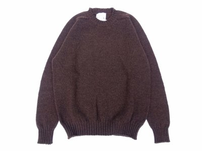 画像1: Jamieson’s (ジャミーソンズ) Plain Saddle Shoulder crew neck ミディアムブラウン