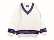 画像1: DULYN KNITWEAR (デュリンニットウェア) CRIKET P/O SWEATER アラン/バーガンディー/グレー (1)